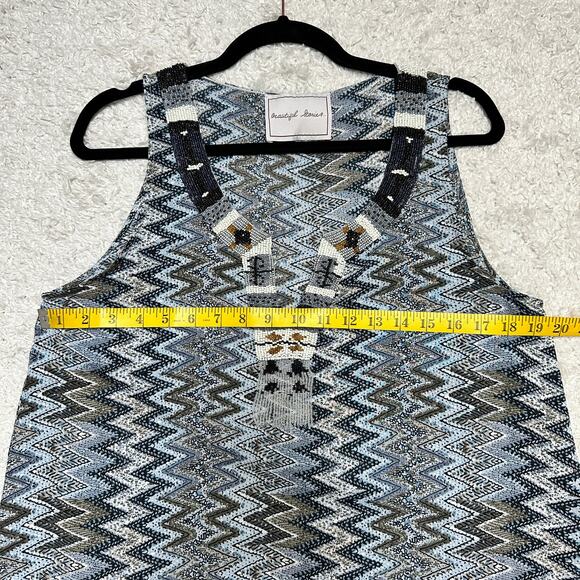 Anthropologie Beautiful Stories Beaded V-Neck High Low Hem Tunic Top Boho Sz: M - Picture 6 of 9